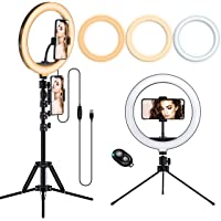 LIFEBEE 10&quot- Aro de Luz Selfie Trípode- Anillo de Luz LED Fotografía con Control Remoto Bluetooth- 3 Modos Luces 10…